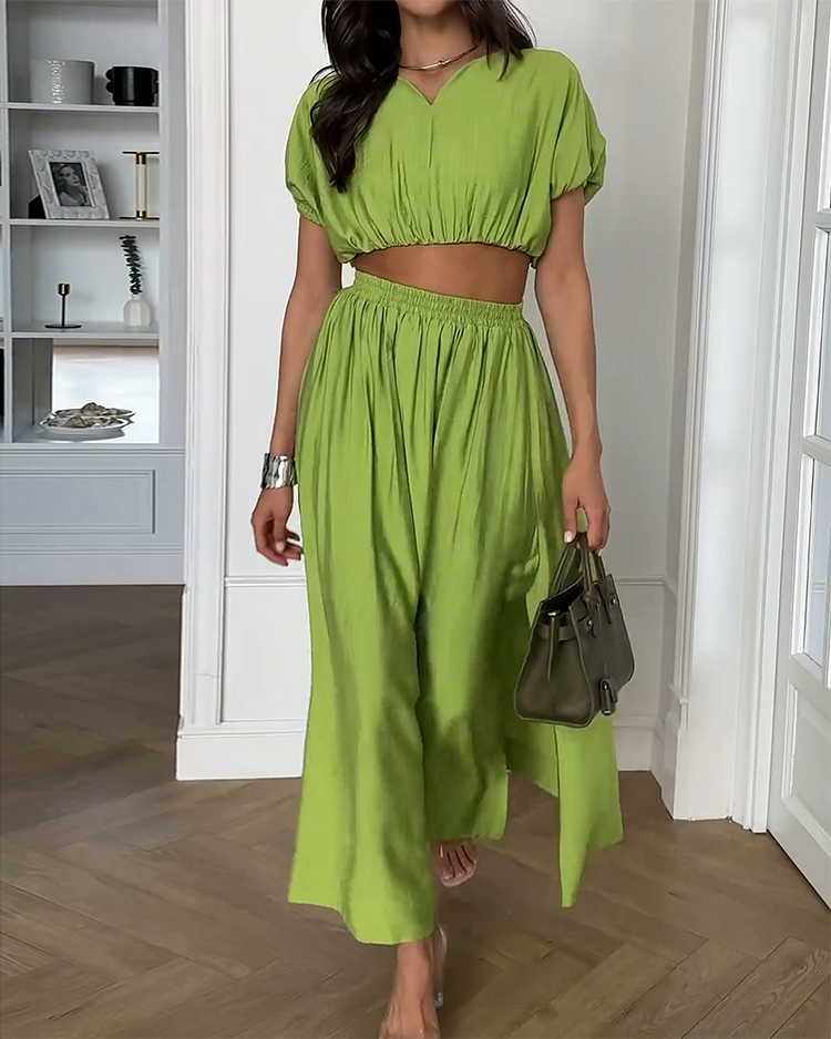 Danielle | V-neck Top and Skirt Two-piece Suit