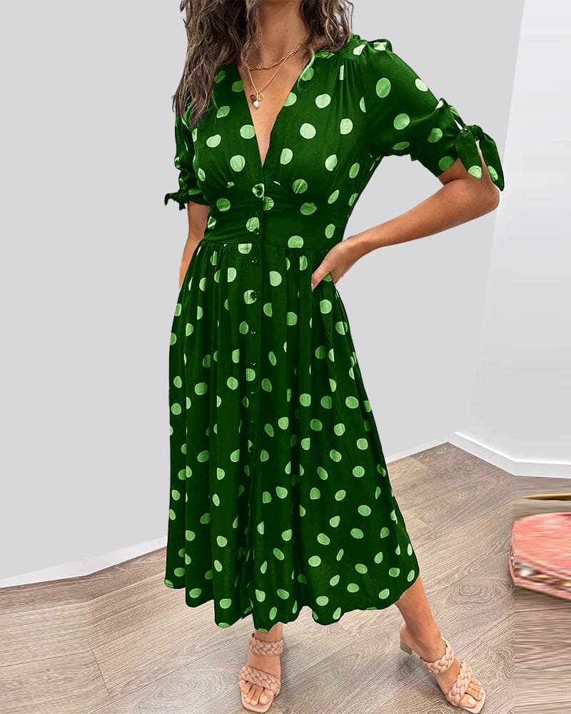 Dress With Polka Dots and Deep V-neckline