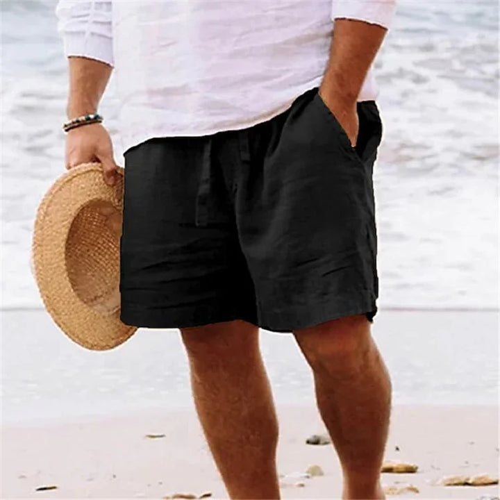 Men's Casual Cotton Linen Breathable Beach Shorts