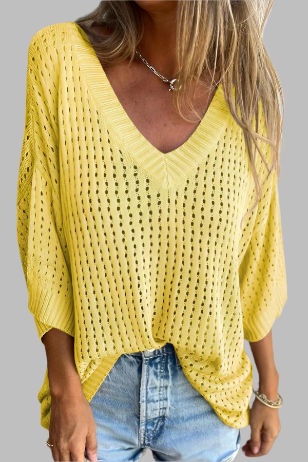 Hally| V-neck Long-sleeved Casual Loose Knitted Top