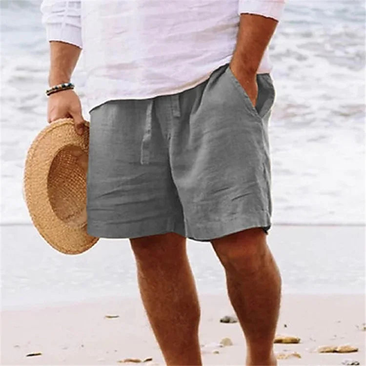 Men's Casual Cotton Linen Breathable Beach Shorts