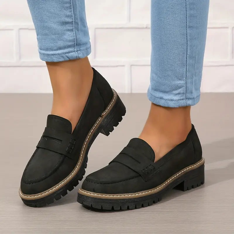 Chunky Loafers | Easy Slip-On, Comfort Round Toe