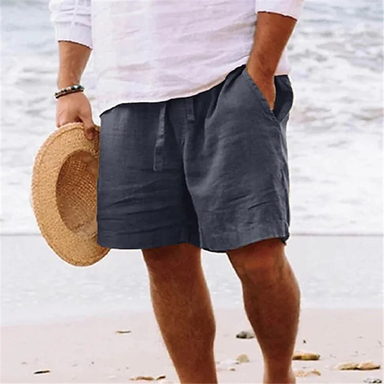 Men's Casual Cotton Linen Breathable Beach Shorts