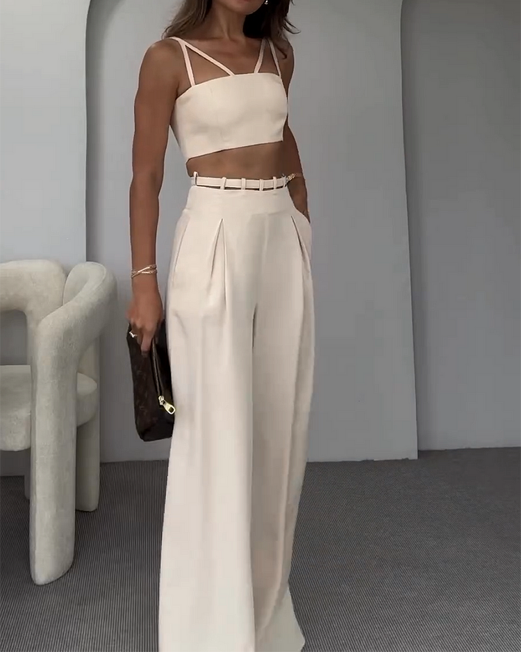 Sophia | Tank Top and Hollow Pants Two-piece Suit