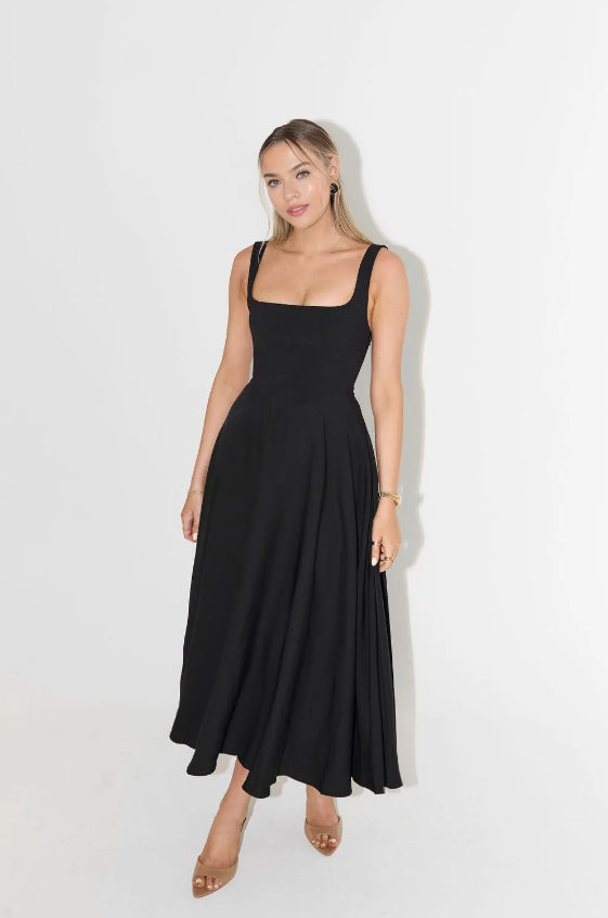 Roxette | Square Neck Midi Dress