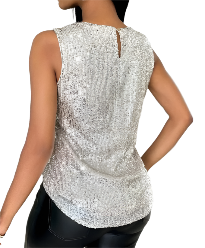 Yara™ | Sexy Paillettes Patchwork Sleeveless Blouse