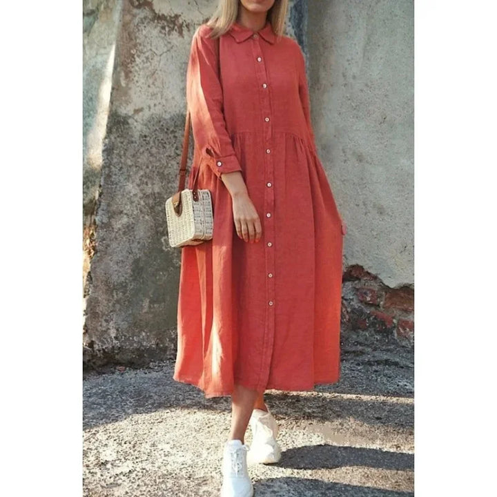 Jeniffer | Loose long dress polo collar