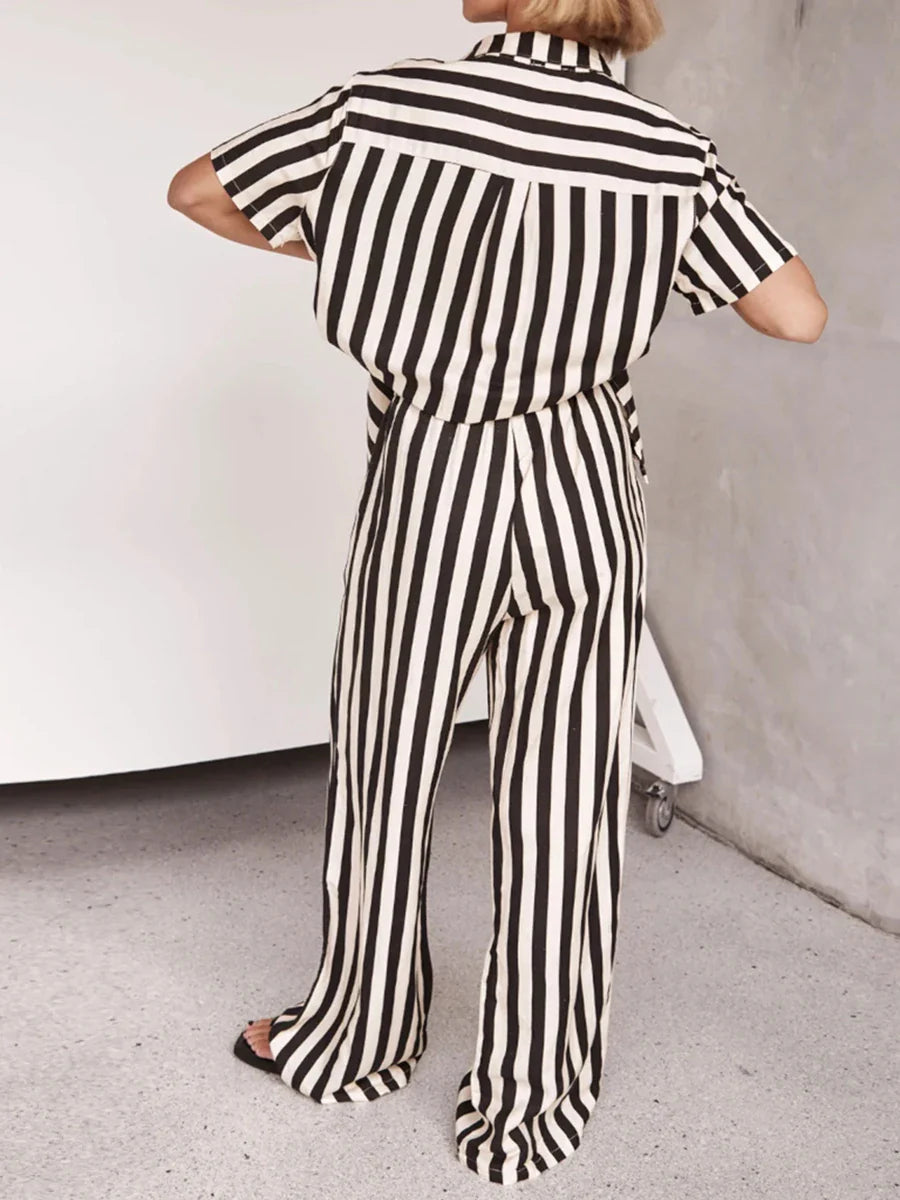 Irina | Striped contrast set 2-piece