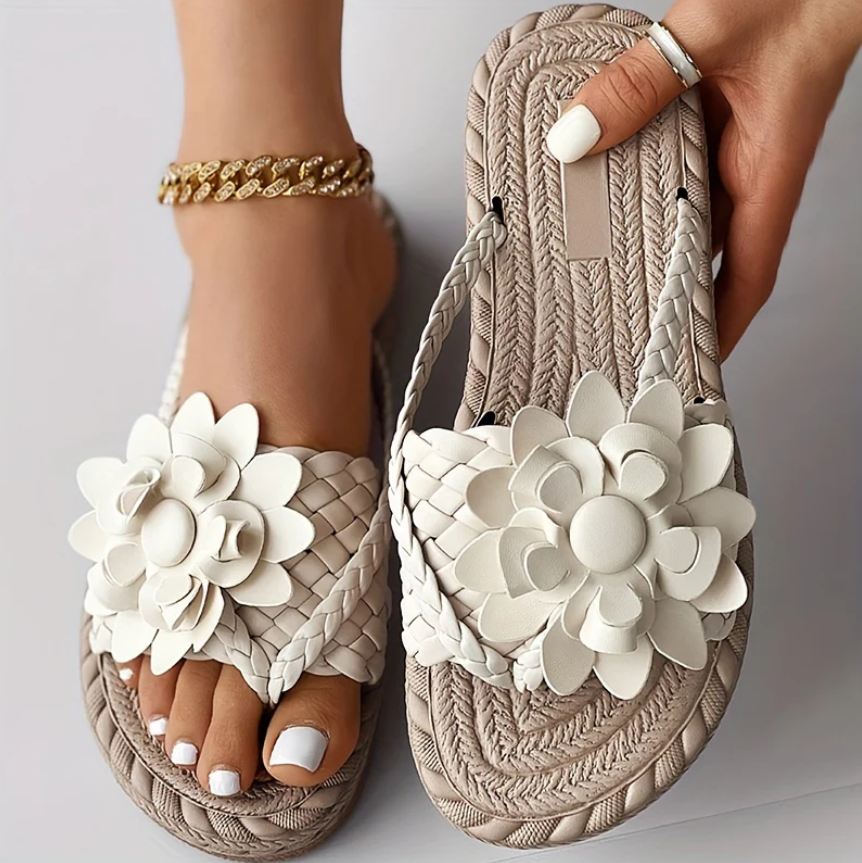 Women's Flower Flat Flip Flops