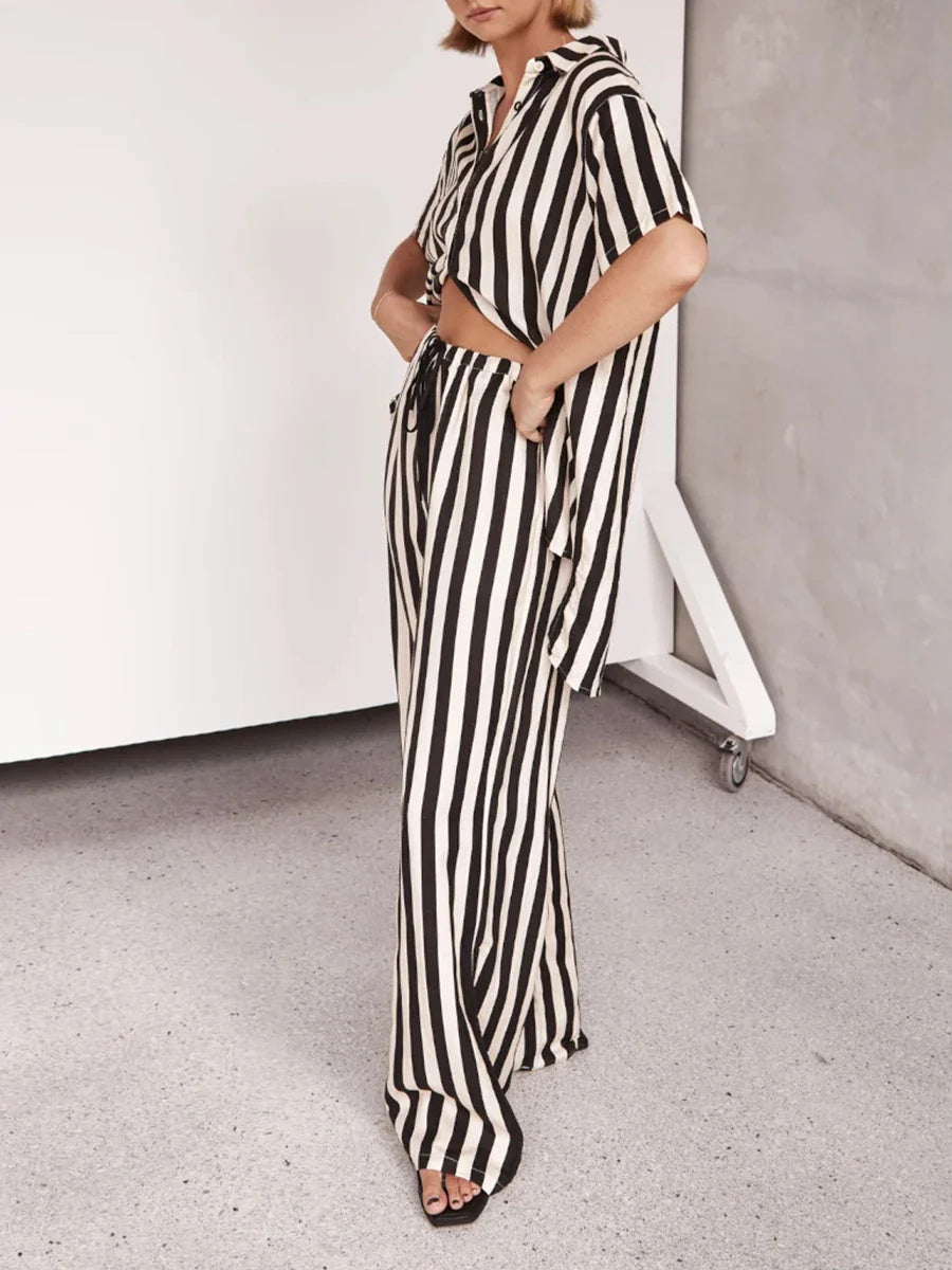 Irina | Striped contrast set 2-piece