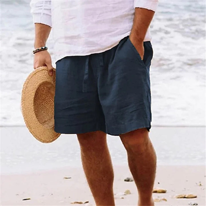 Men's Casual Cotton Linen Breathable Beach Shorts