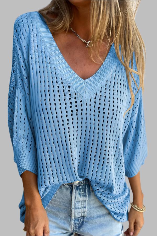 Hally| V-neck Long-sleeved Casual Loose Knitted Top