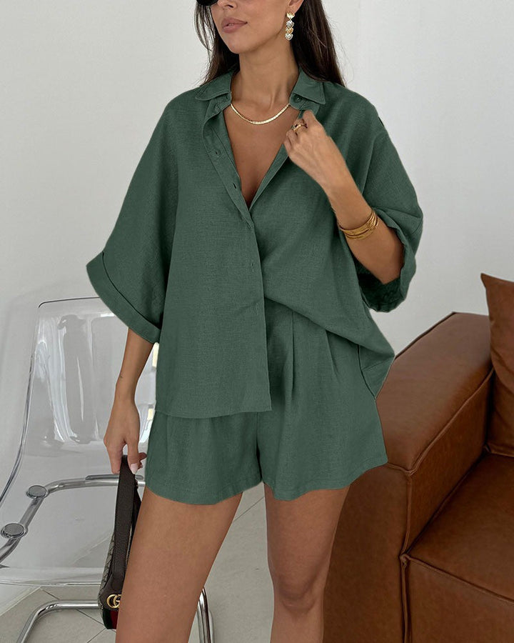 Karli | Daily Casual Lose Bluse und Shorts Set