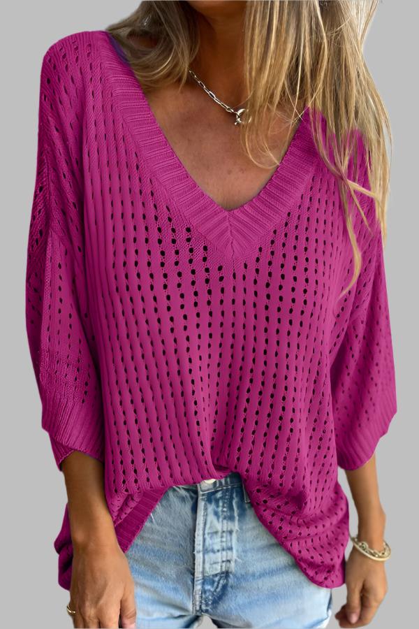 Hally| V-neck Long-sleeved Casual Loose Knitted Top