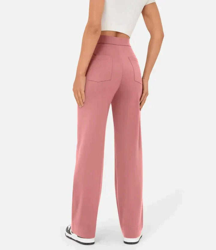 Elastic leisure pants with high waist