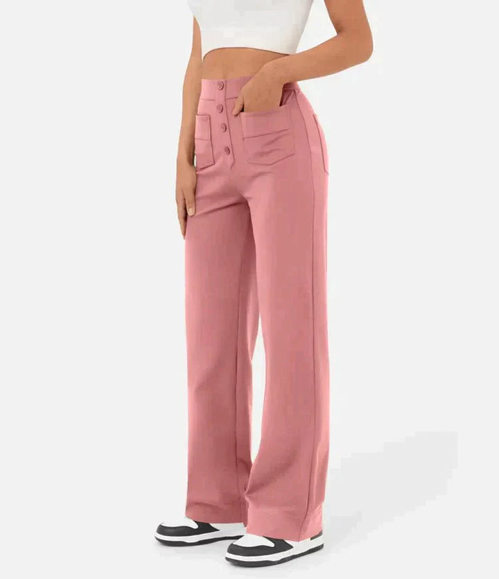 Elastic leisure pants with high waist