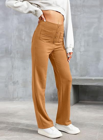 Elastic leisure pants with high waist