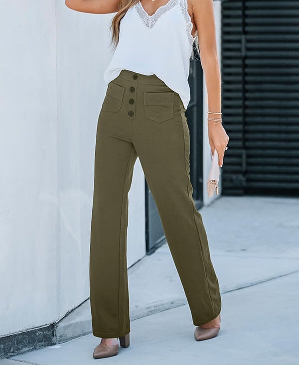 Elastic leisure pants with high waist