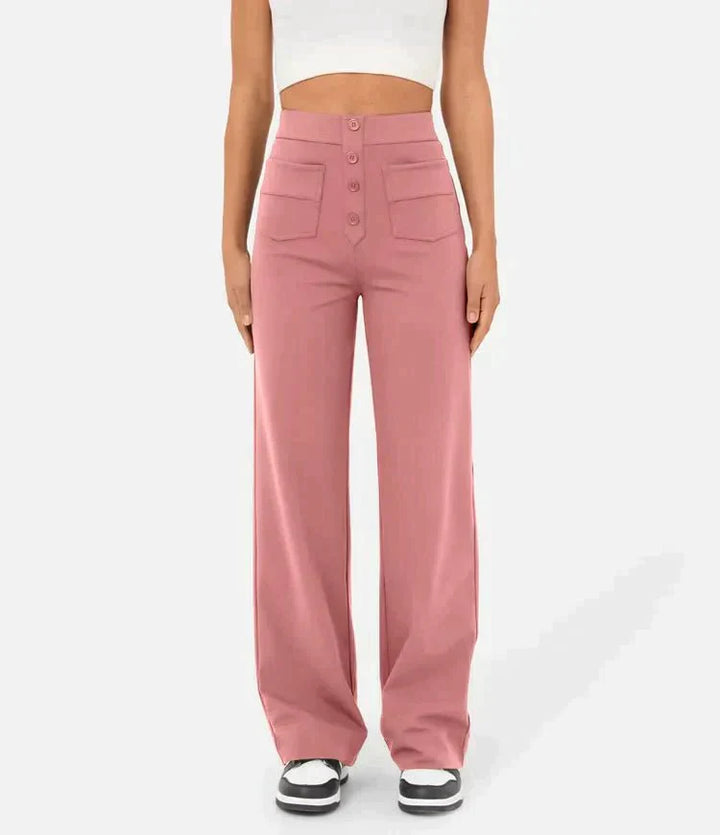 Elastic leisure pants with high waist