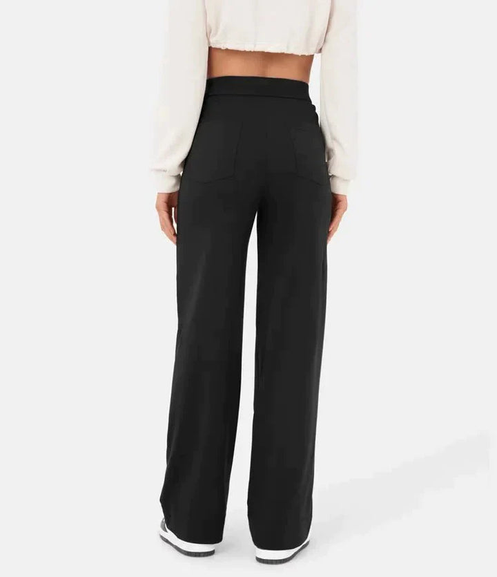 Elastic leisure pants with high waist