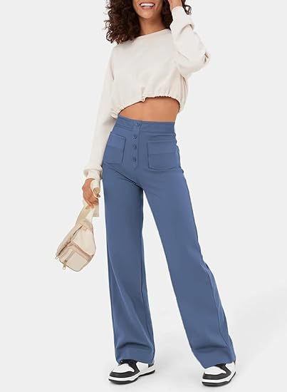 Elastic leisure pants with high waist