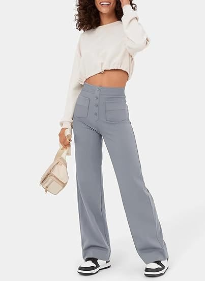 Elastic leisure pants with high waist