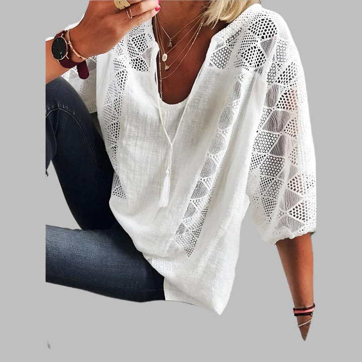 Giulia™ | Boho Crochet-Detail Blouse