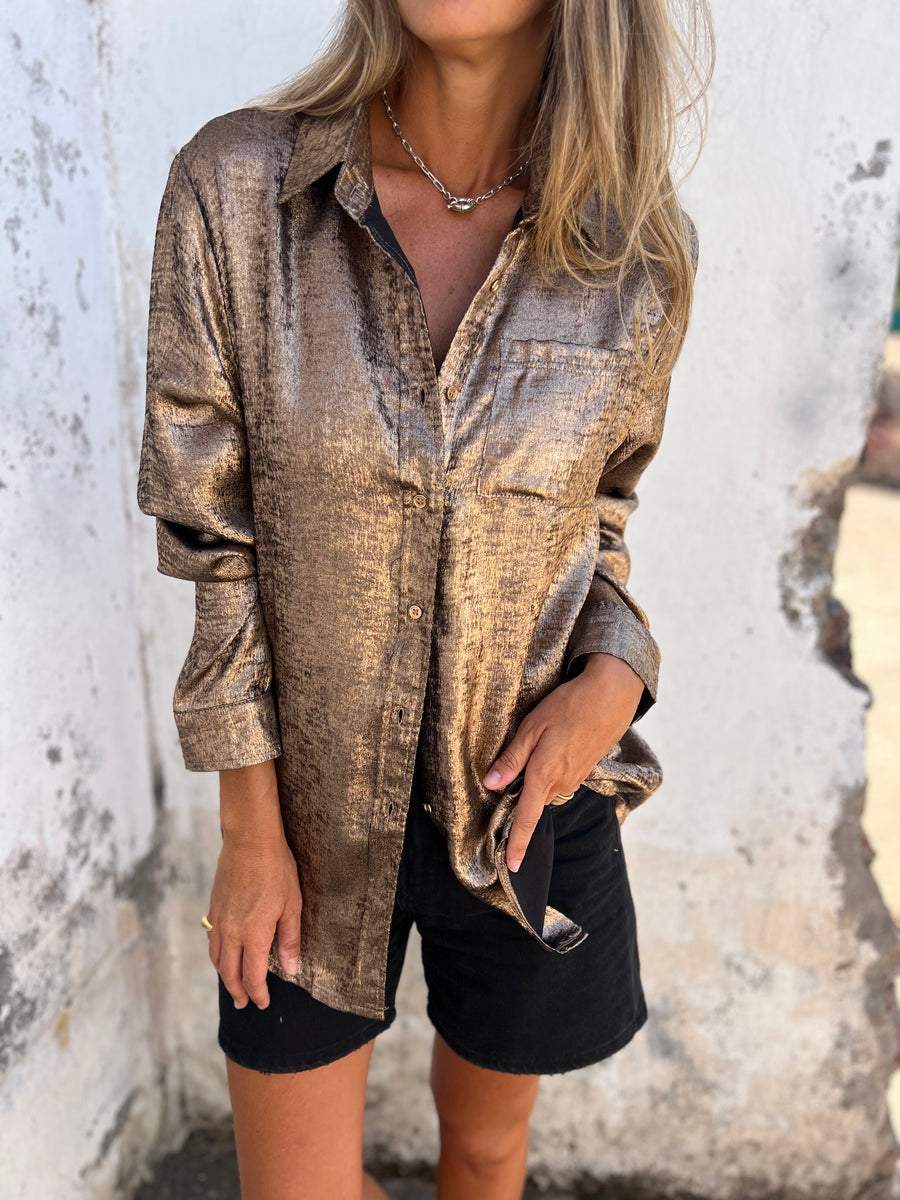 Casual suede lapel shirt