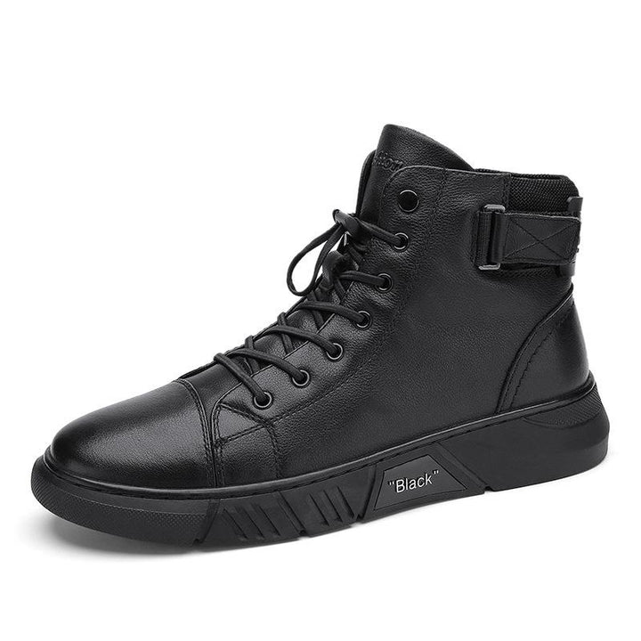 Davido - robust men's leather boots made of black leather