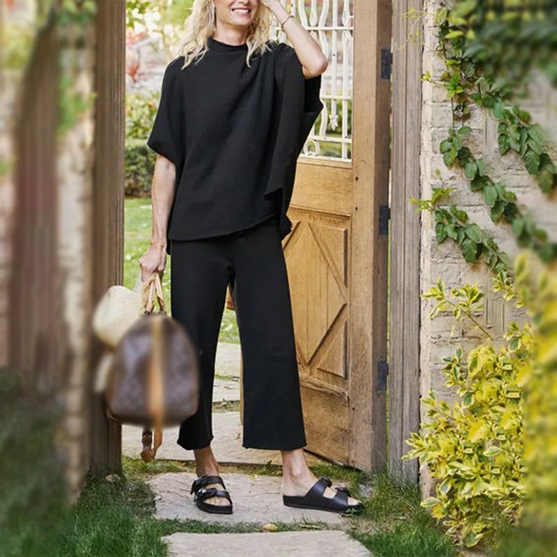 Janice | Set of wide trousers with 3/4 sleeves for women