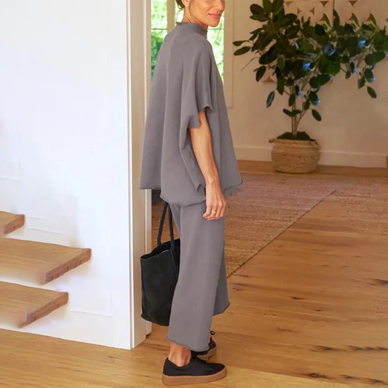 Janice | Set of wide trousers with 3/4 sleeves for women