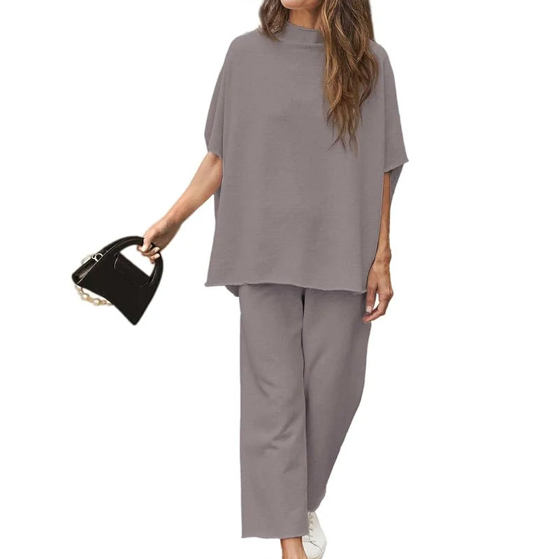 Janice | Set of wide trousers with 3/4 sleeves for women